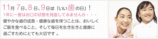 11月7日、9日は「いい歯の日」!